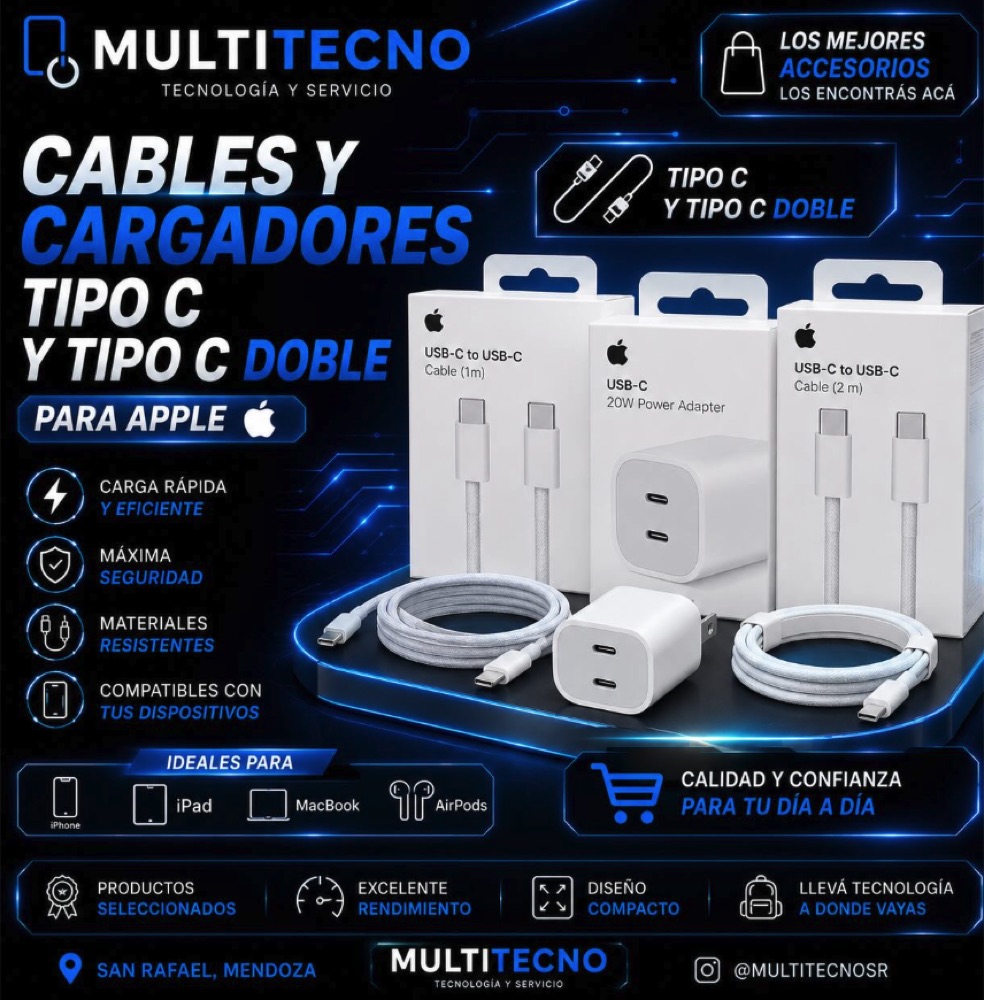Cables y cargadores tipo C para Apple