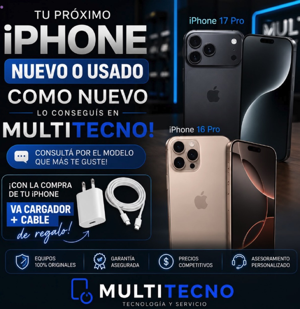 iPhone 17 Pro y 16 Pro, nuevos o usados como nuevos, en Multitecno